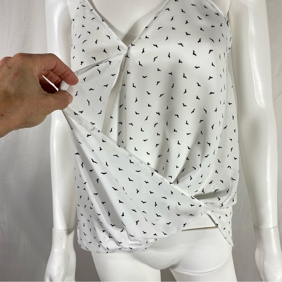 Be Cool White Wrapped Front Tiled Bird Checks Cami Top - Picture 3 of 8